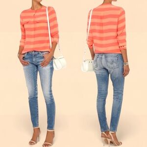 Equipment • Femme Striped Lynn Silk Top || Small